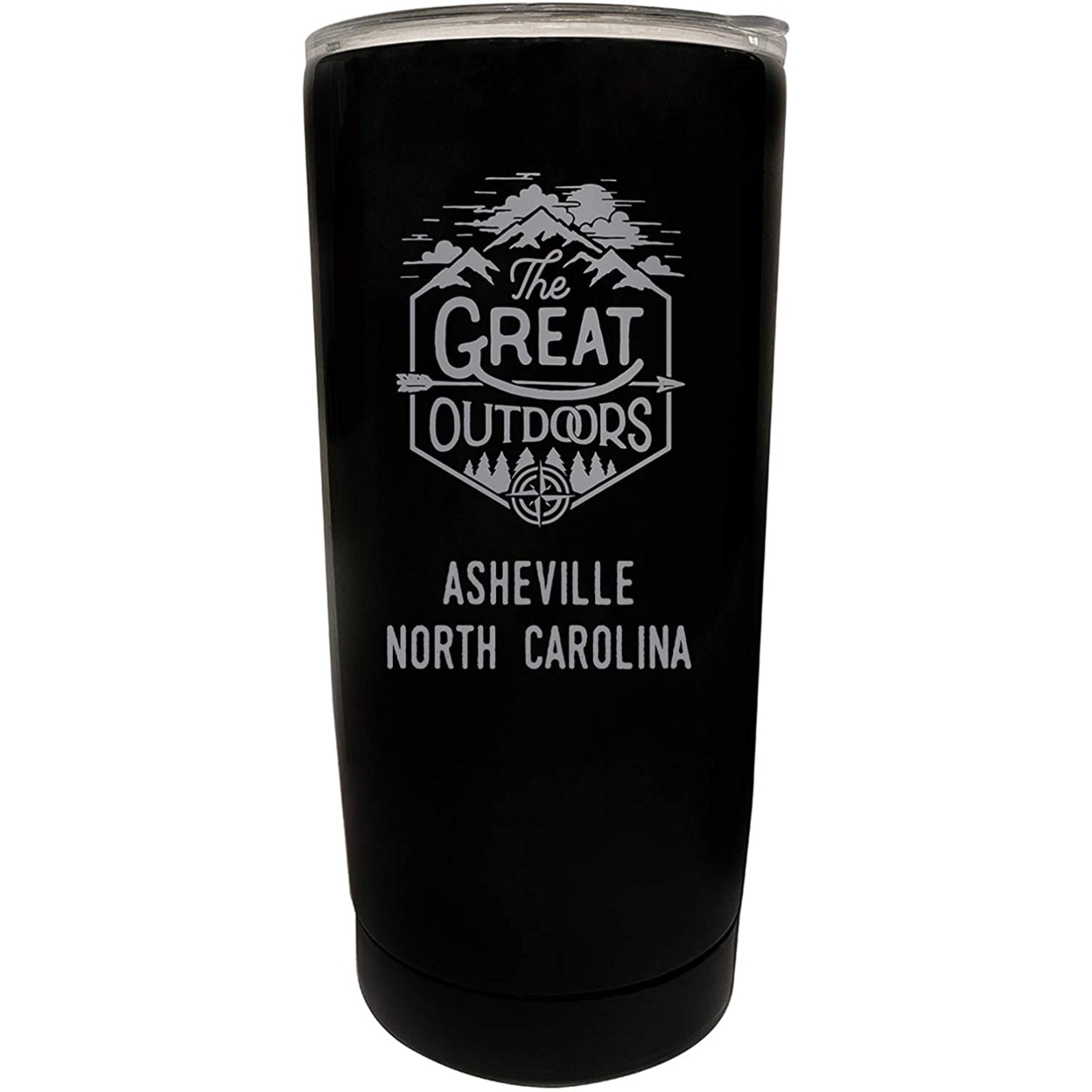 Asheville North Carolina Etched 16 Oz Stainless Steel Insulated Tumbler Outdoor Adventure Design - Black