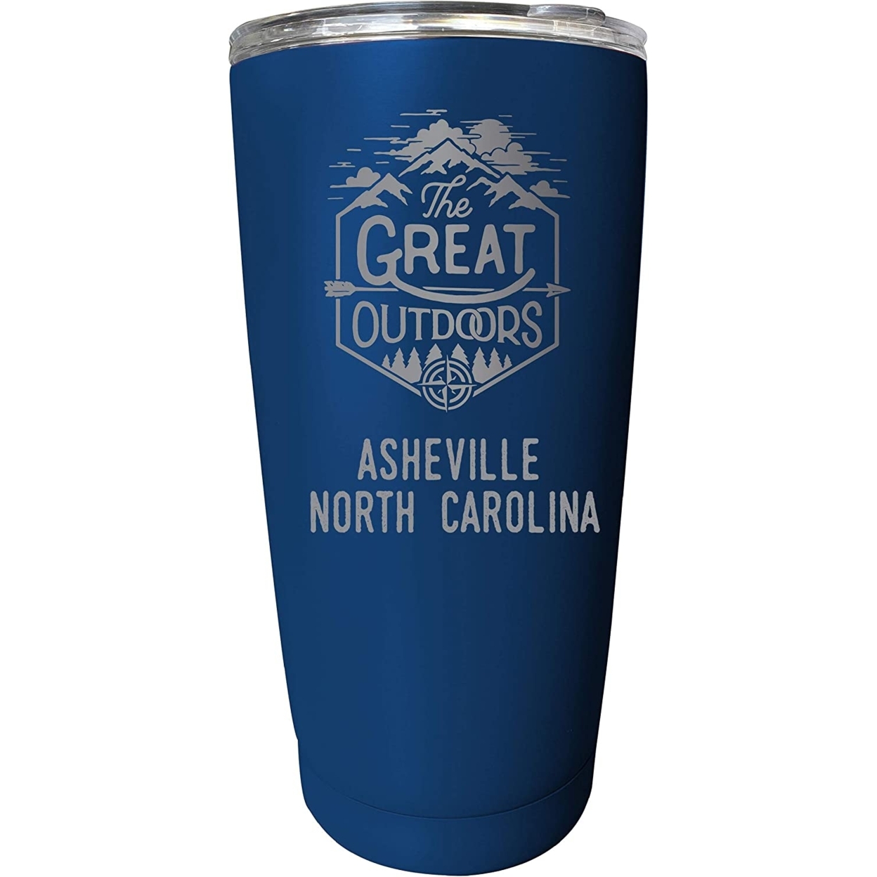 Asheville North Carolina Etched 16 Oz Stainless Steel Insulated Tumbler Outdoor Adventure Design - Navy
