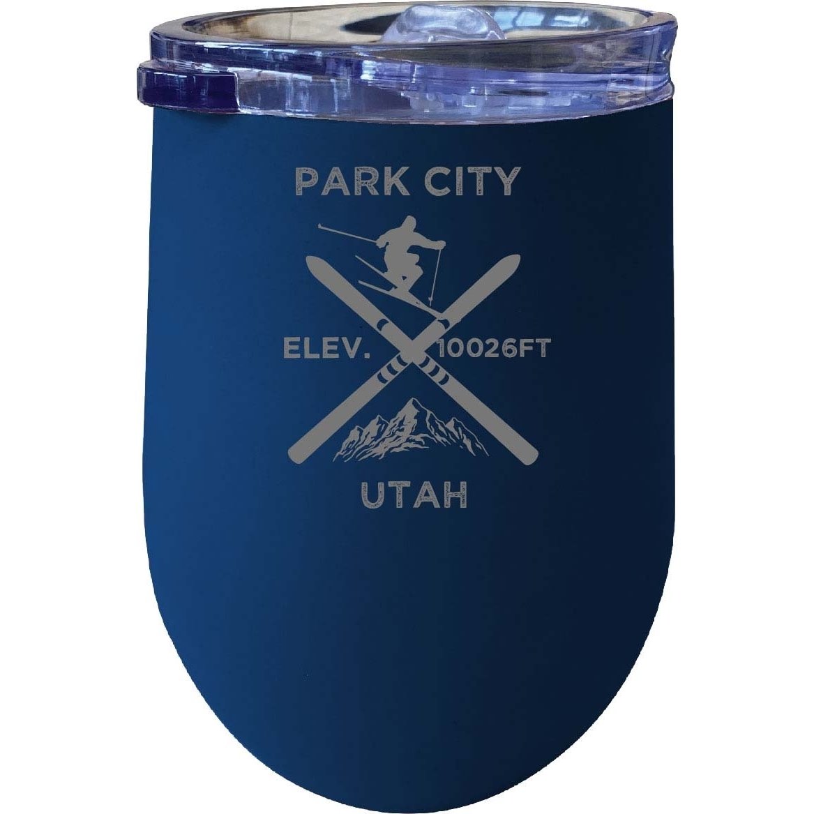 Park City Utah Ski Souvenir 12 Oz Laser Etched Insulated Wine Stainless Steel Tumbler - Navy