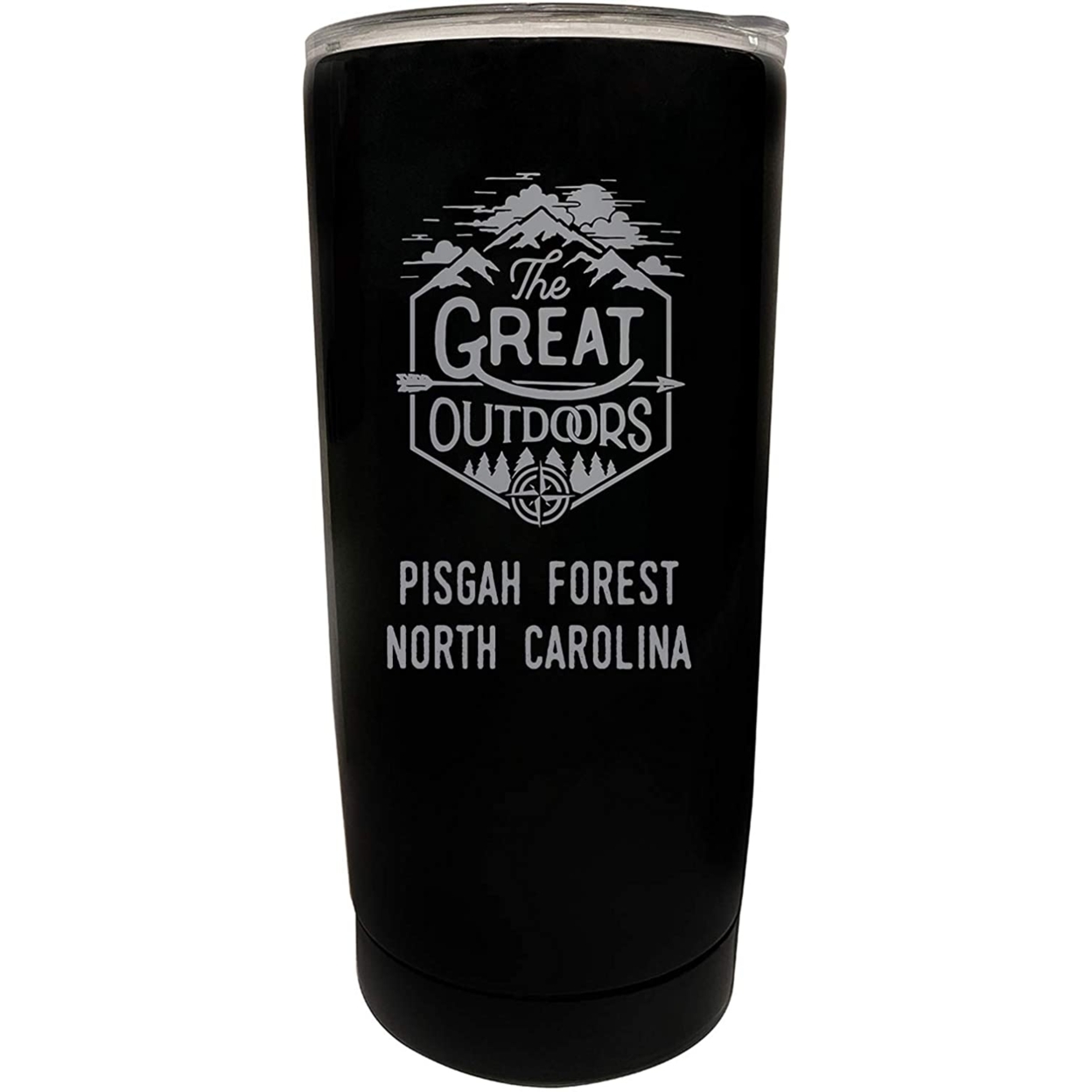 Pisgah Forest North Carolina Etched 16 Oz Stainless Steel Insulated Tumbler Outdoor Adventure Design - Black