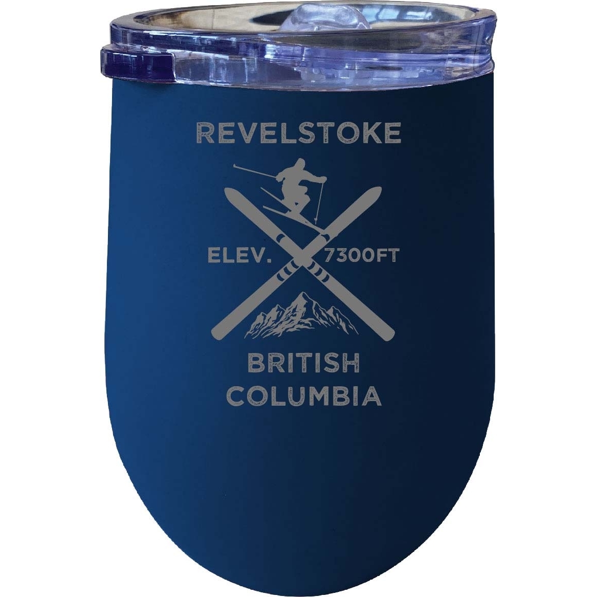 Revelstoke British Columbia Ski Souvenir 12 Oz Laser Etched Insulated Wine Stainless Steel Tumbler - Black
