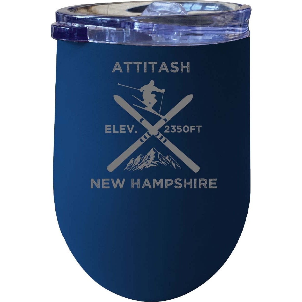 Attitash New Hampshire Ski Souvenir 12 Oz Laser Etched Insulated Wine Stainless Steel Tumbler - Navy