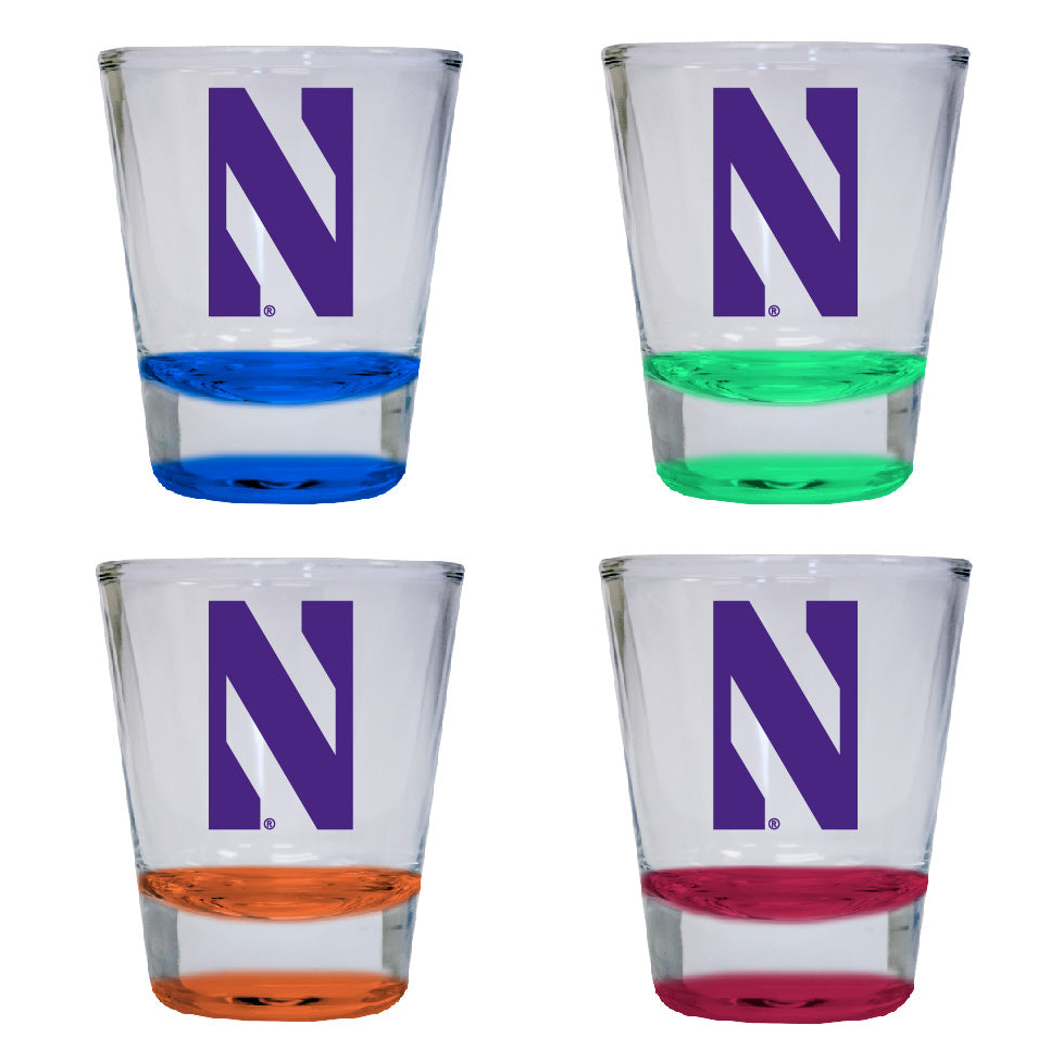 Northwestern University Wildcats 2 Ounce Color Etched Shot Glasses - All Colors, 4-Pack