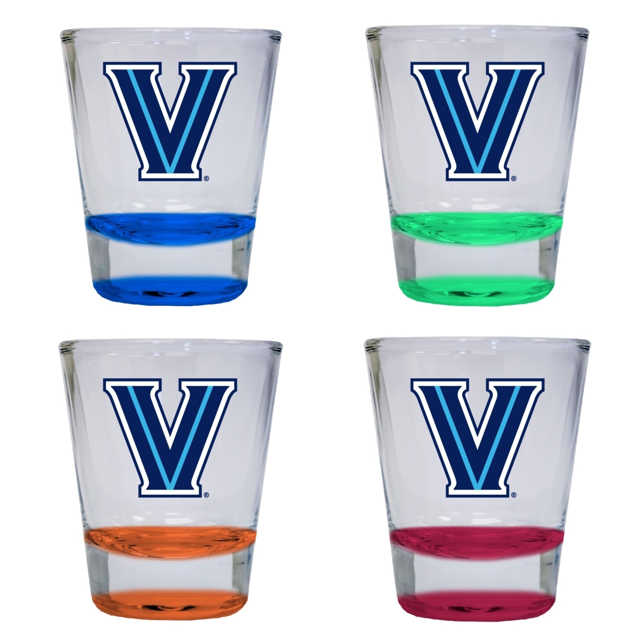 Villanova Wildcats 2 Ounce Color Etched Shot Glasses - All Colors, 4-Pack