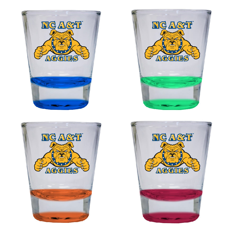 North Carolina A&T State Aggies 2 Ounce Color Etched Shot Glasses - All Colors, 4-Pack