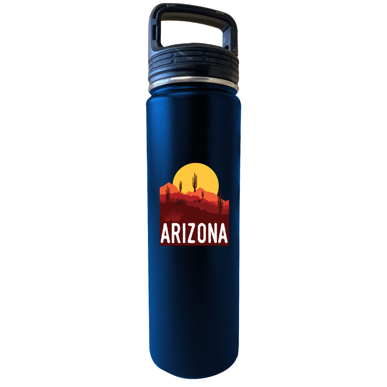 Arizona Souvenir Desert 32 Oz Engraved Insulated Double Wall Stainless Steel Water Bottle Tumbler - Black