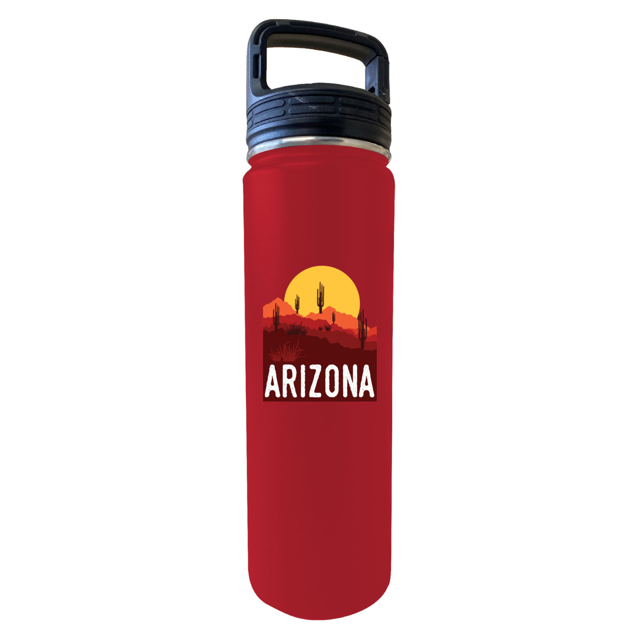 Arizona Souvenir Desert 32 Oz Engraved Insulated Double Wall Stainless Steel Water Bottle Tumbler - Red