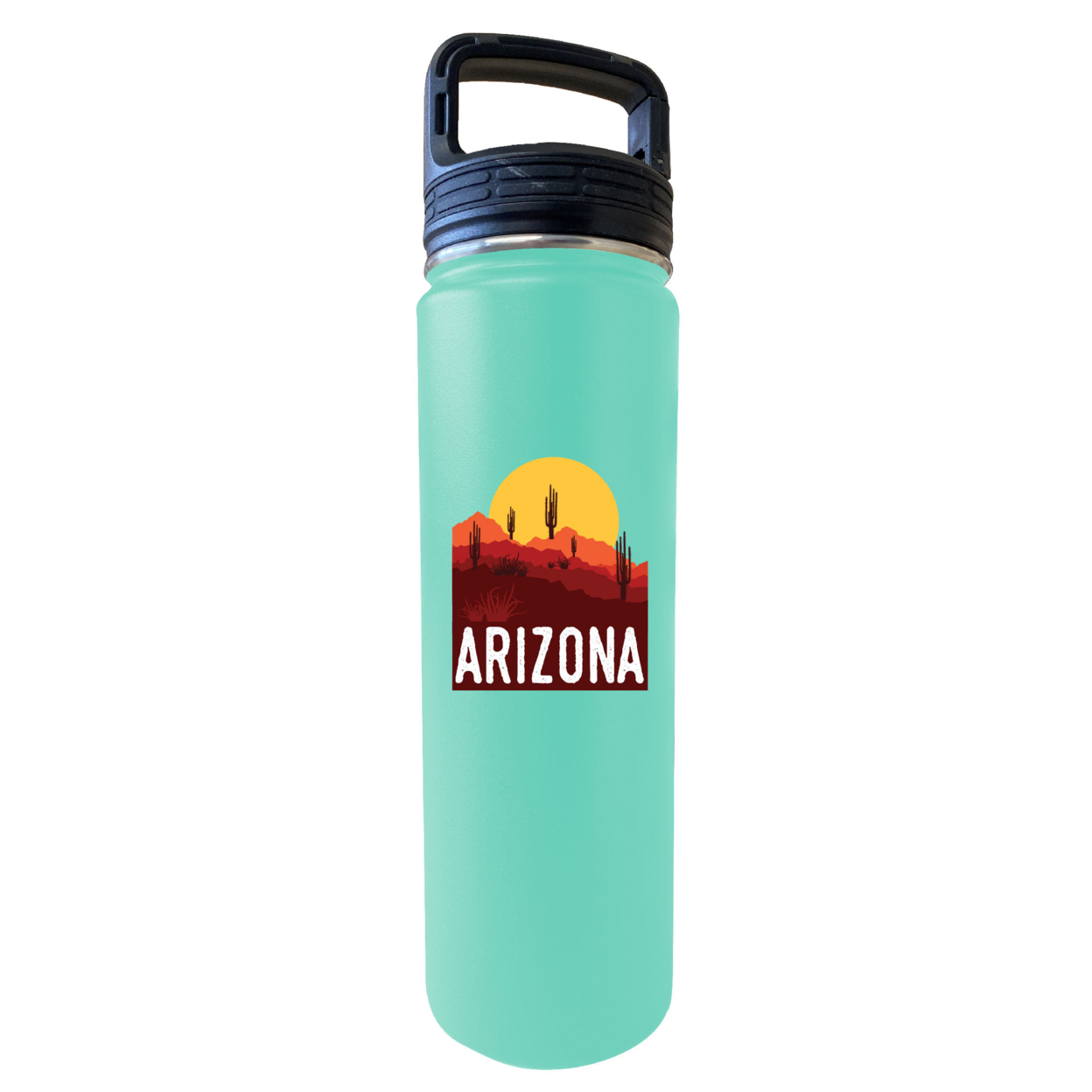 Arizona Souvenir Desert 32 Oz Engraved Insulated Double Wall Stainless Steel Water Bottle Tumbler - Seafoam