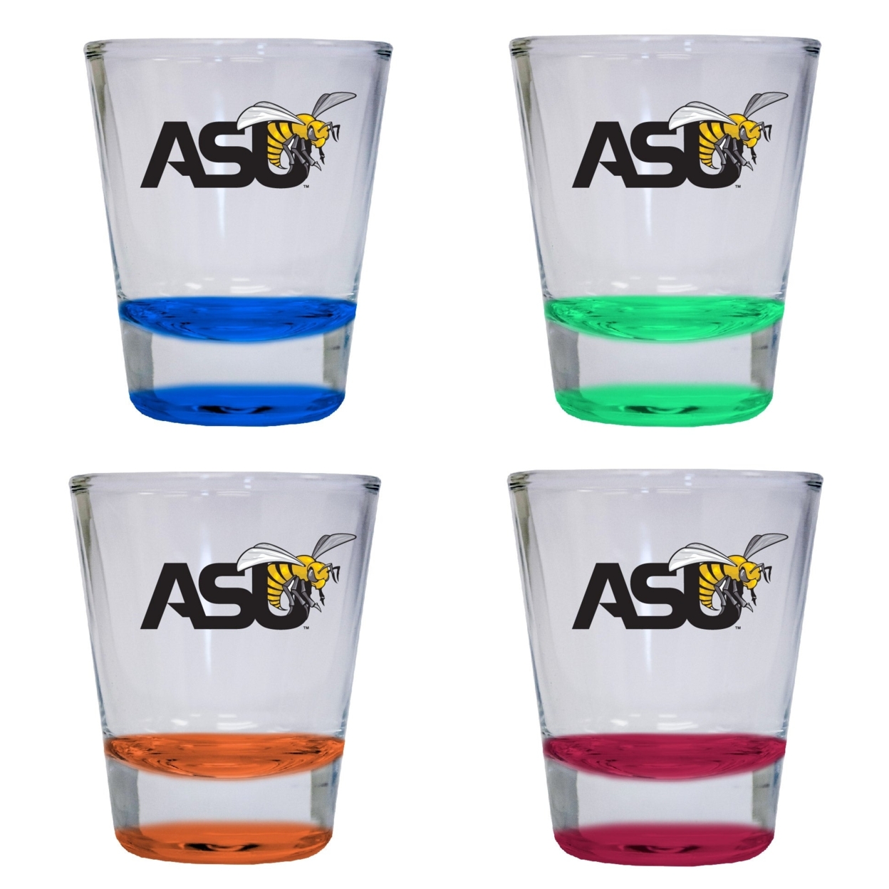 Alabama State University 2 Ounce Color Etched Shot Glasses - All Colors, 4-Pack
