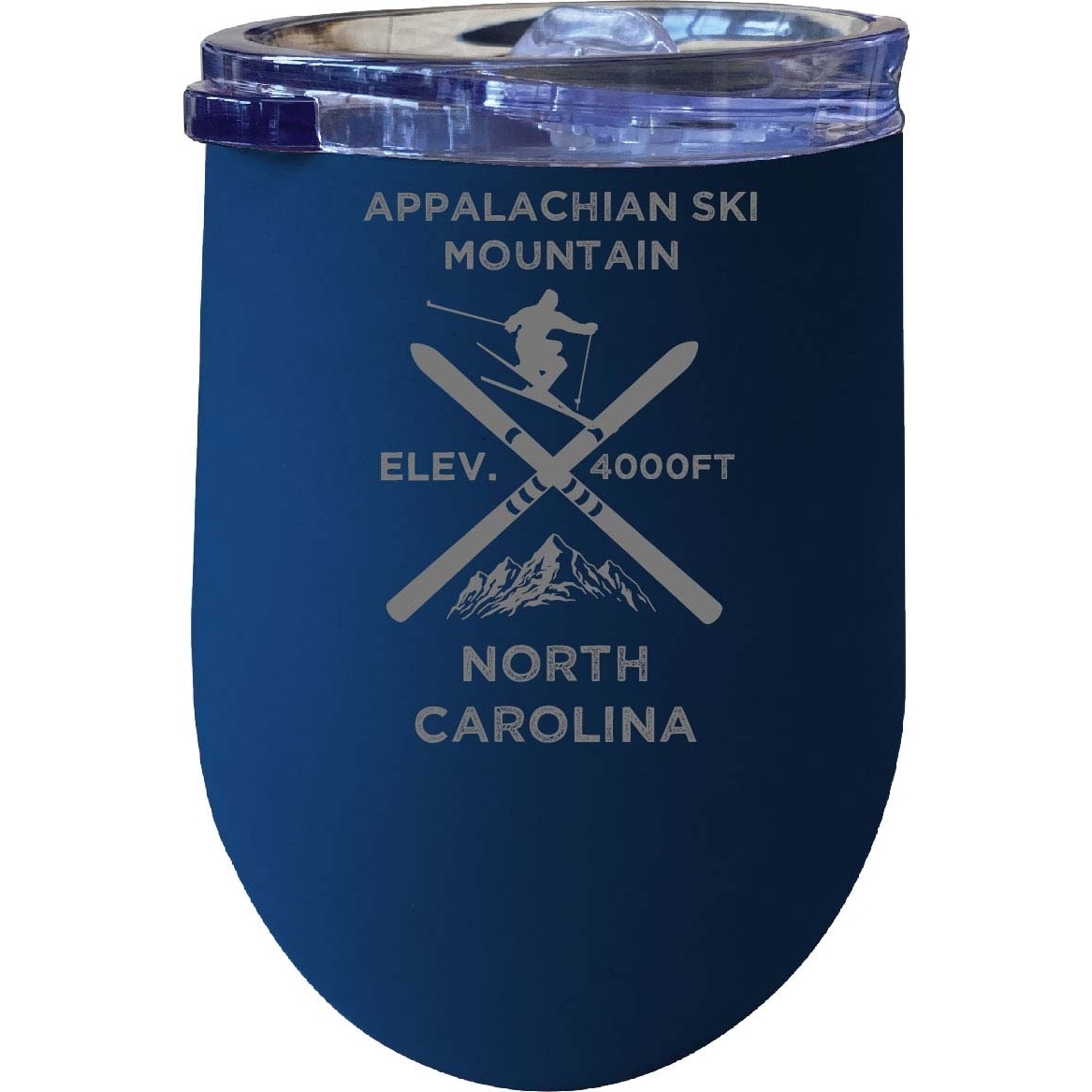 Appalachian Ski Mountain North Carolina Ski Souvenir 12 Oz Laser Etched Insulated Wine Stainless Steel Tumbler - White