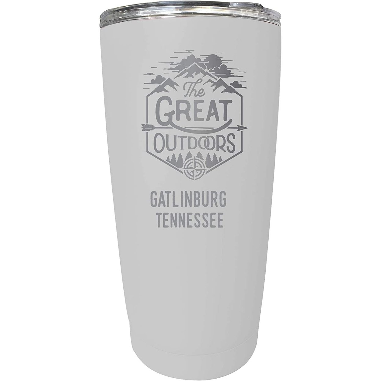Gatlinburg Tennessee Etched 16 Oz Stainless Steel Insulated Tumbler Outdoor Adventure Design - White