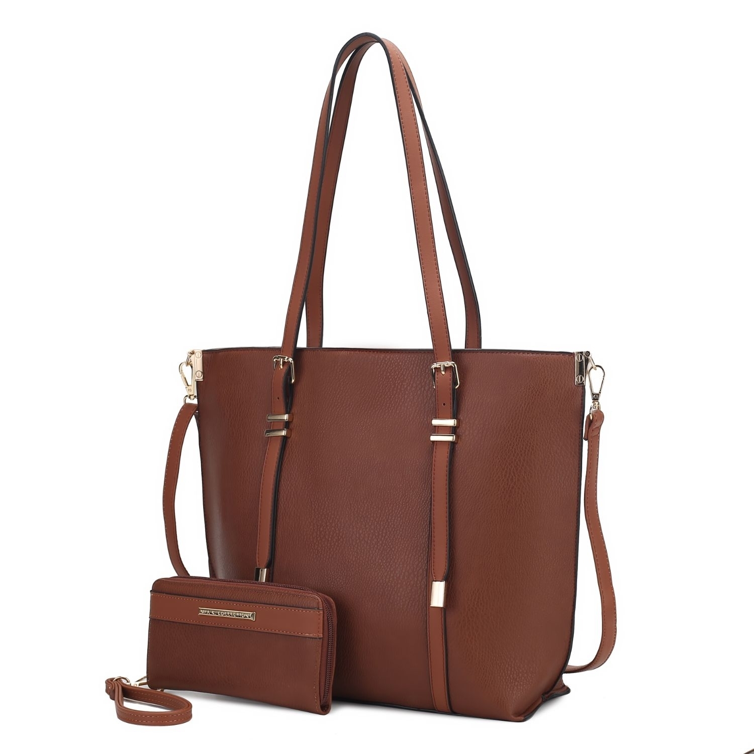 MKF Collection Emery Vegan Leather Women's Tote Bag With Wallet By Mia K - 2 Pieces - Brown