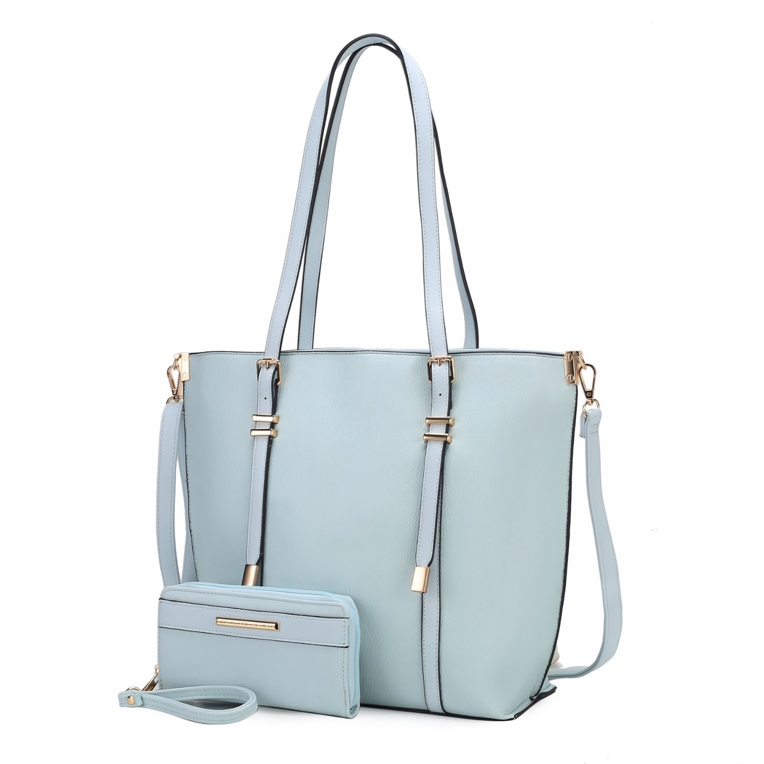 MKF Collection Emery Vegan Leather Women's Tote Bag With Wallet By Mia K - 2 Pieces - Light Blue