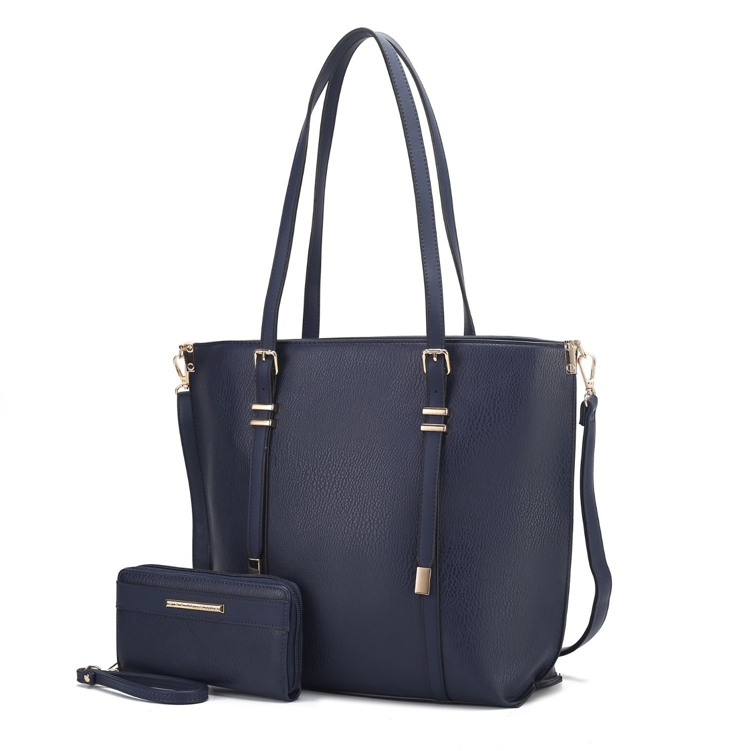 MKF Collection Emery Vegan Leather Women's Tote Bag With Wallet By Mia K - 2 Pieces - Navy