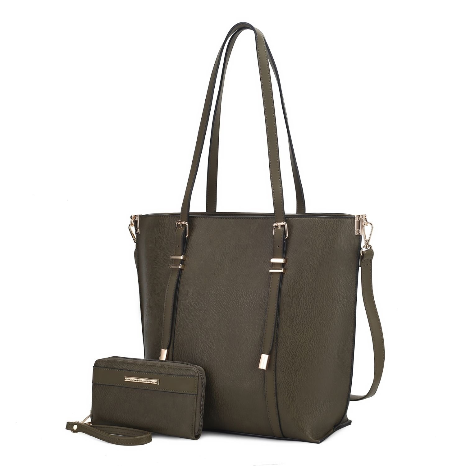 MKF Collection Emery Vegan Leather Women's Tote Bag With Wallet By Mia K - 2 Pieces - Olive