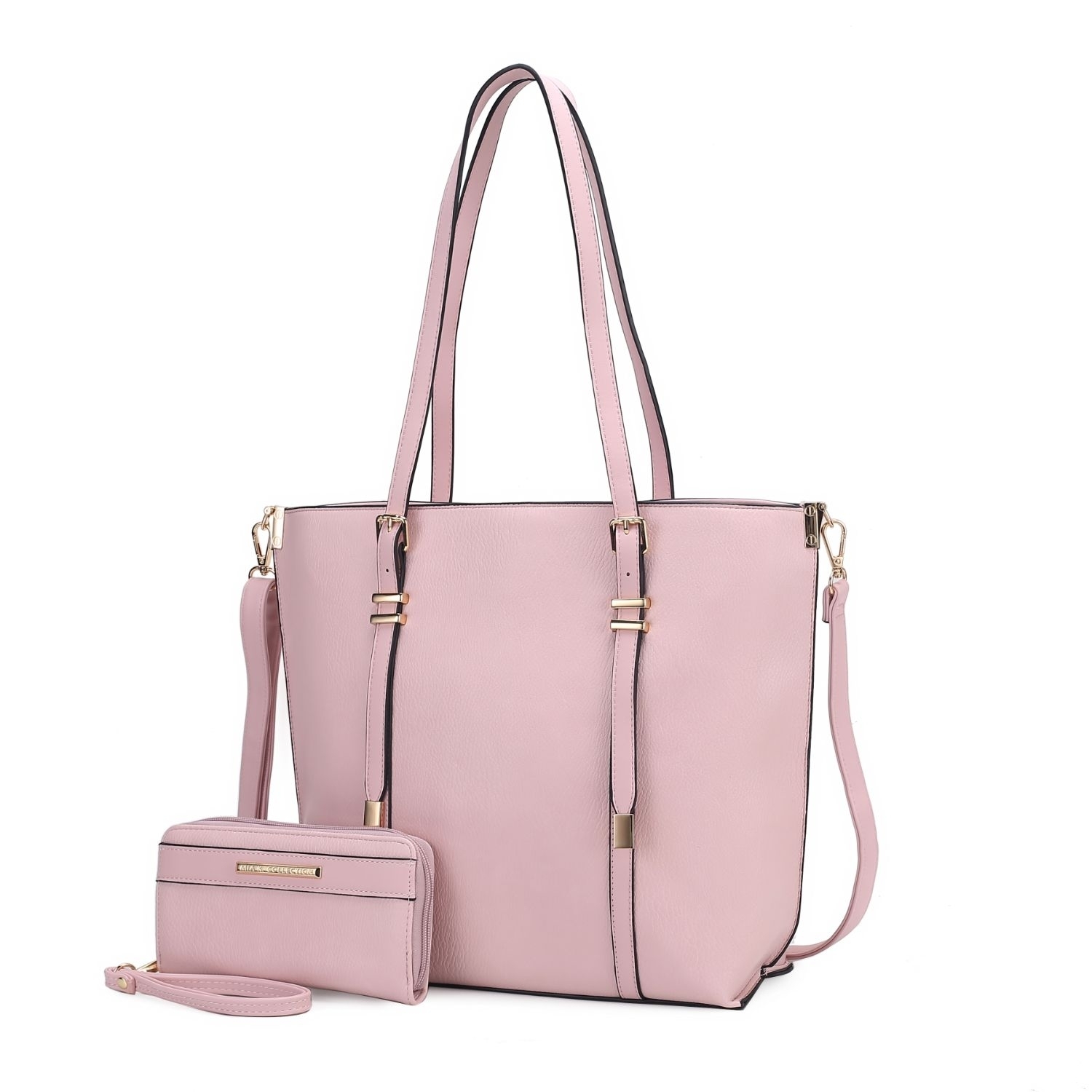 MKF Collection Emery Vegan Leather Women's Tote Bag With Wallet By Mia K - 2 Pieces - Pink