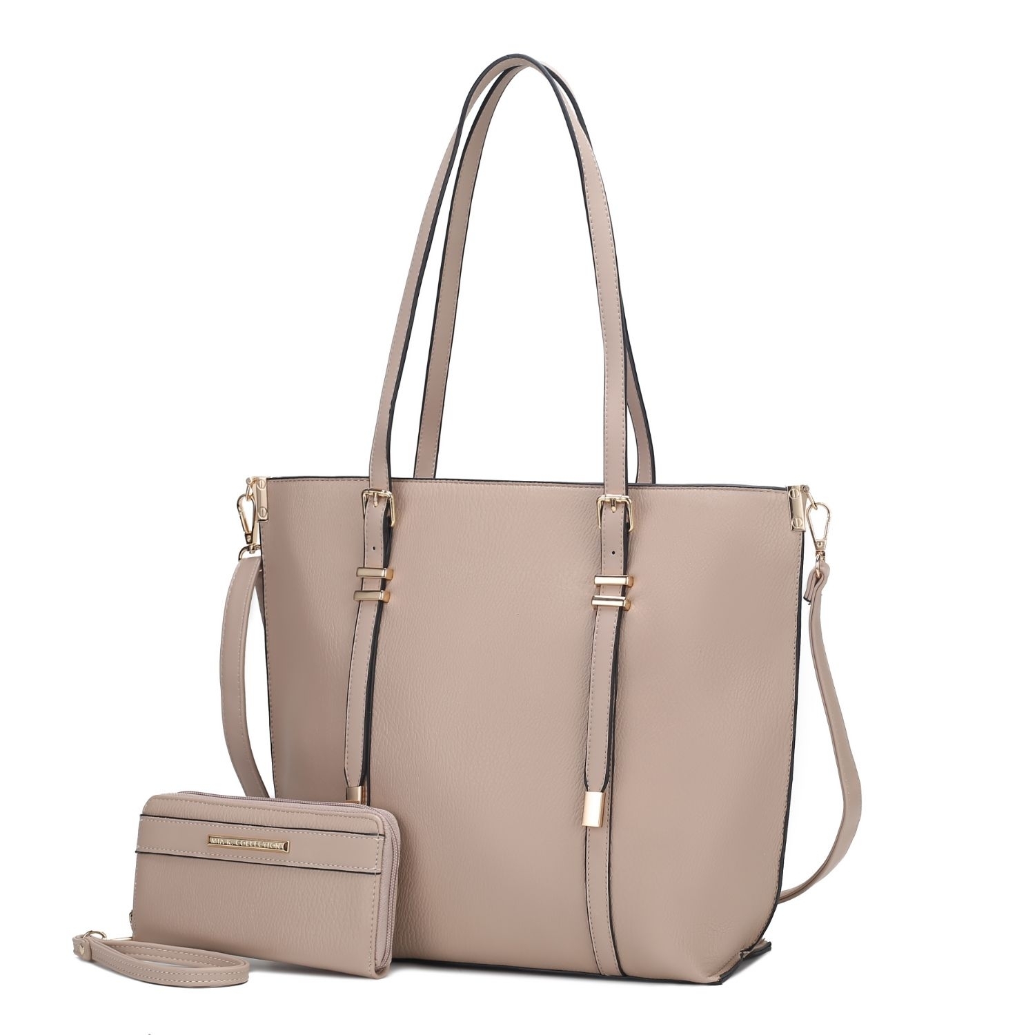MKF Collection Emery Vegan Leather Women's Tote Bag With Wallet By Mia K - 2 Pieces - Taupe