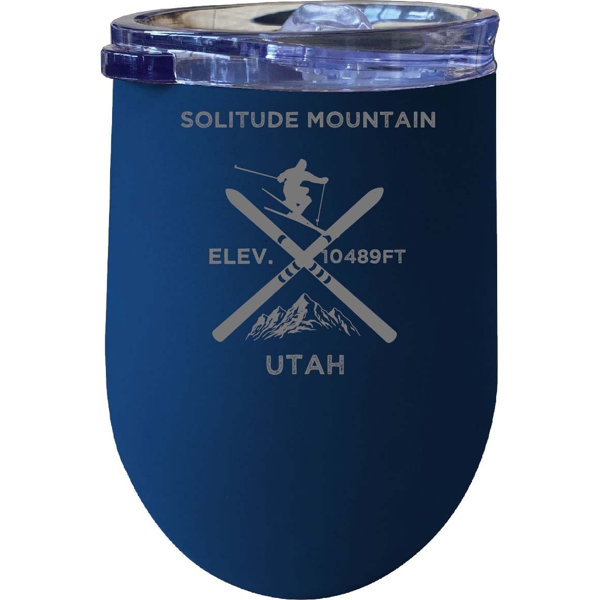Solitude Mountain Utah Ski Souvenir 12 Oz Laser Etched Insulated Wine Stainless Steel Tumbler - Purple