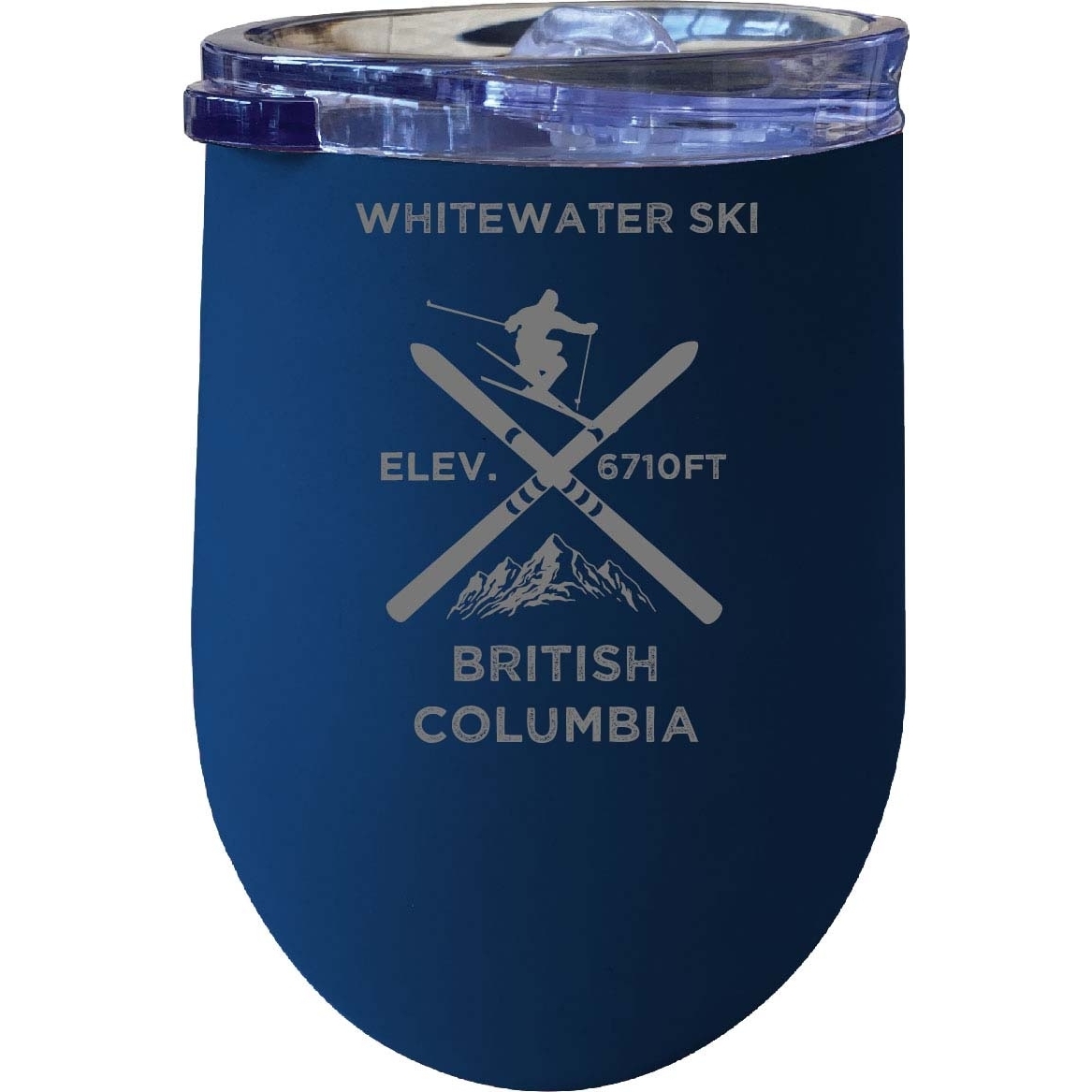 Whitewater Ski British Columbia Ski Souvenir 12 Oz Laser Etched Insulated Wine Stainless Steel Tumbler - Navy