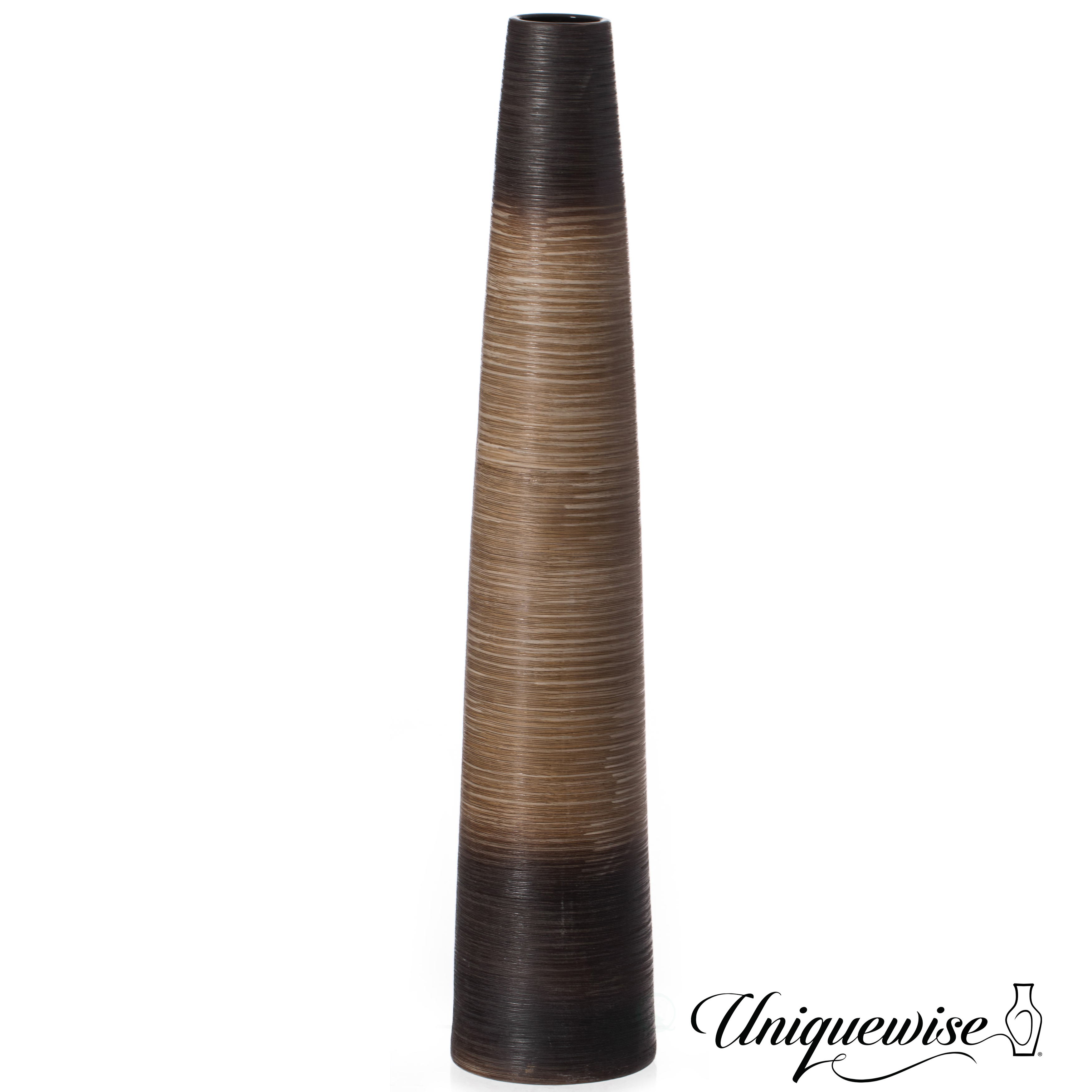 Tall Handcrafted Brown Ceramic Floor Vase - Waterproof Cylinder-Shaped Freestanding Design, Ideal For Tall Floral Arrangements - 39 In Tall
