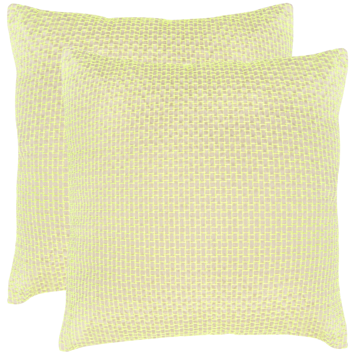 SAFAVIEH Box Stitch Pillow Set Of 2 Neon / Green DEC453B-2020-SET2
