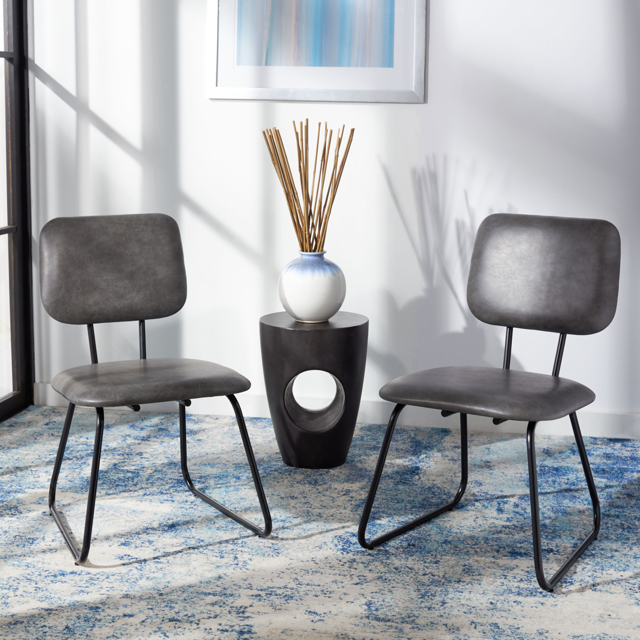 SAFAVIEH Chavelle Side Chair Grey / Black ACH6205F-SET2