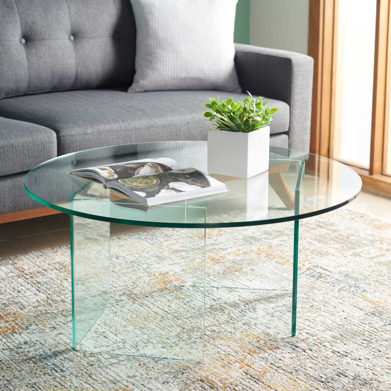 SAFAVIEH Bexon Tempered Glass Coffee Table Clear COF7301A-2/2