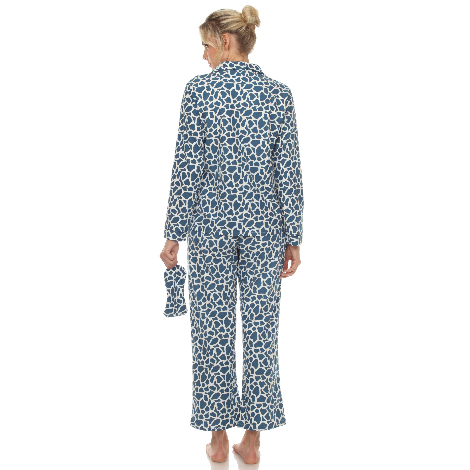 White Mark Women's Animal Print Three-Piece Pajama Set - Grey Cheetah, 2X
