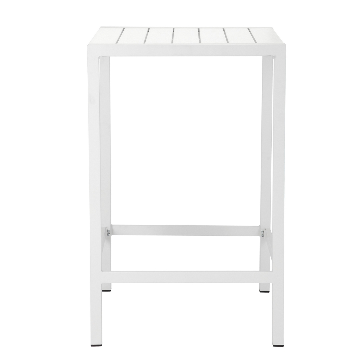 Kylo 43 Inch Outdoor Bar Table, Crisp White Aluminum Metal Frame, Small- Saltoro Sherpi