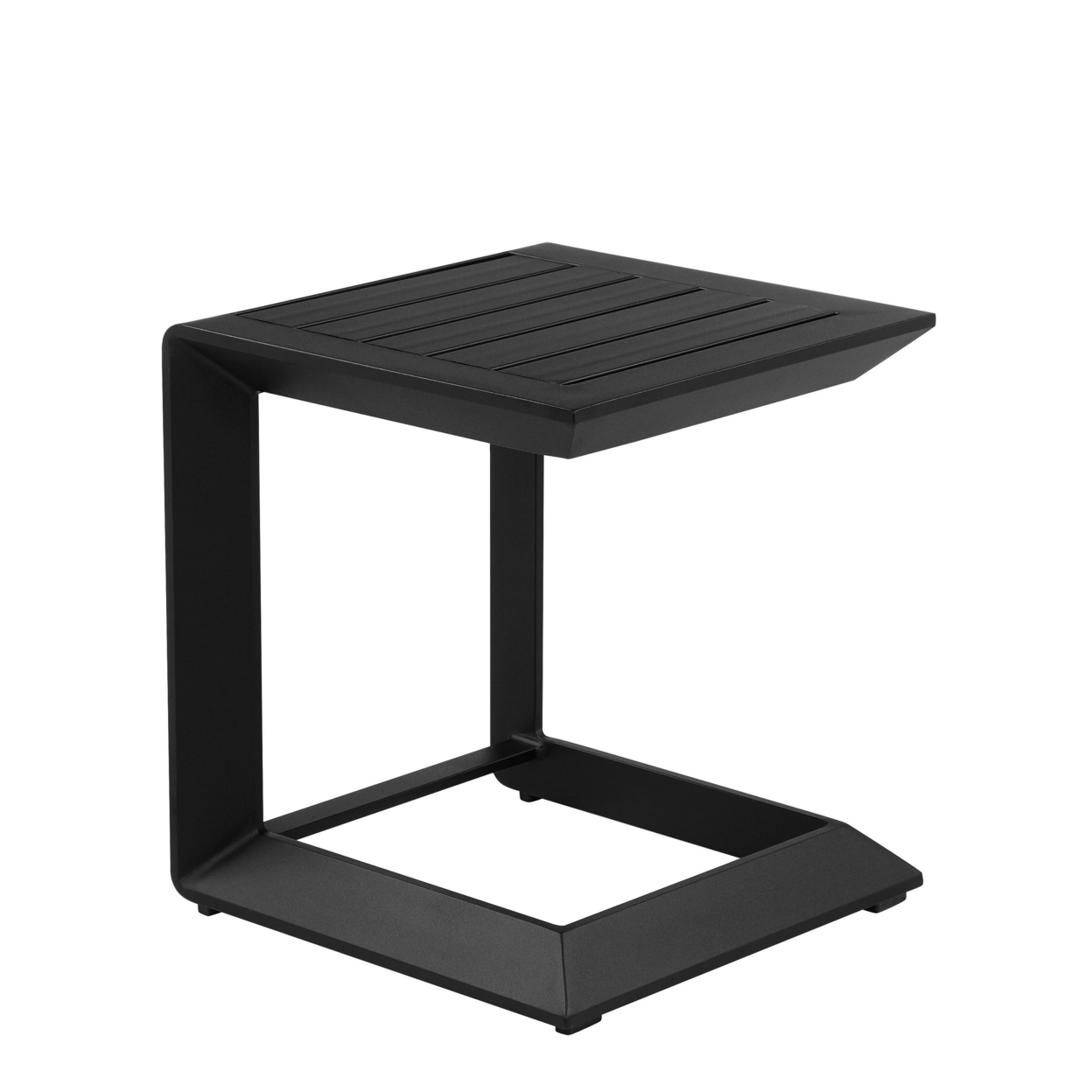 Kili 20 Inch Side End Table, Geometric Design, Jet Black Aluminum Frame- Saltoro Sherpi