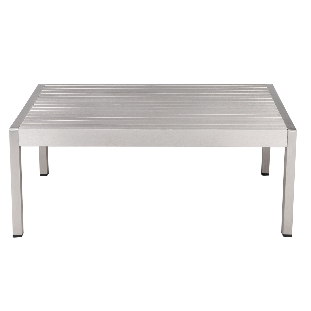 Cilo 32 Inch Outdoor Coffee Table, Gray Aluminum Frame, Rectangular Design- Saltoro Sherpi