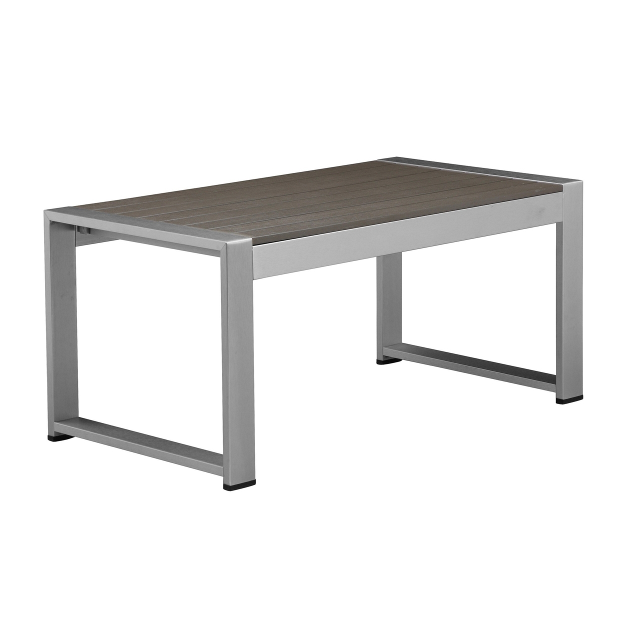 Kili 35 Inch Coffee Table, Polyresin Surface, White Gray Aluminum Frame- Saltoro Sherpi