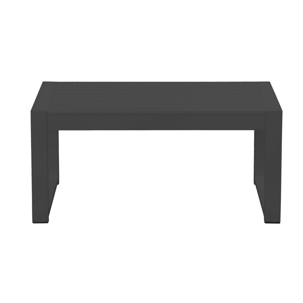 Kili 35 Inch Coffee Table, Polyresin Surface, Jet Black Aluminum Frame- Saltoro Sherpi