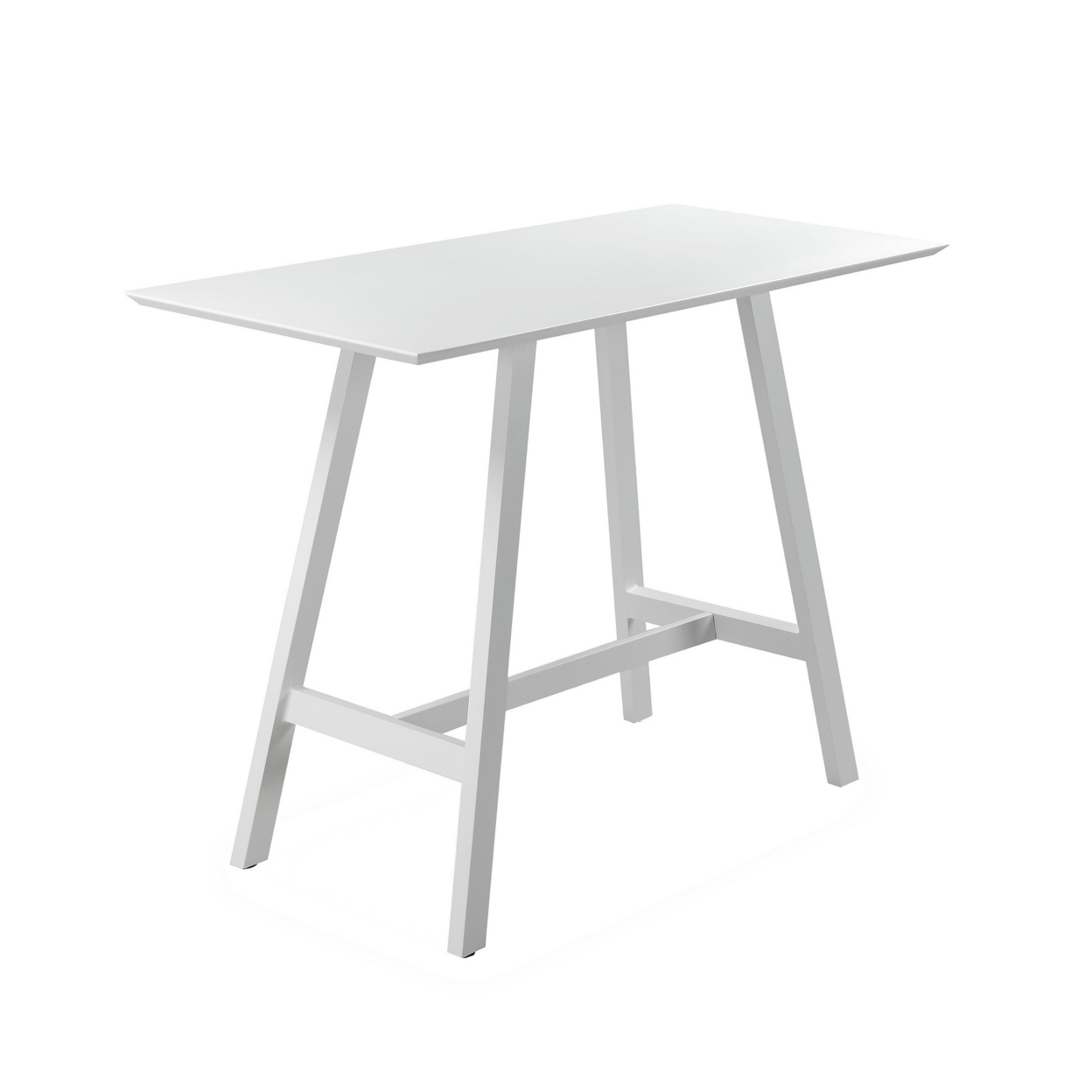 Keli 43 Inch Bar Table, Classic White Aluminum Frame, Rectanglular Top- Saltoro Sherpi