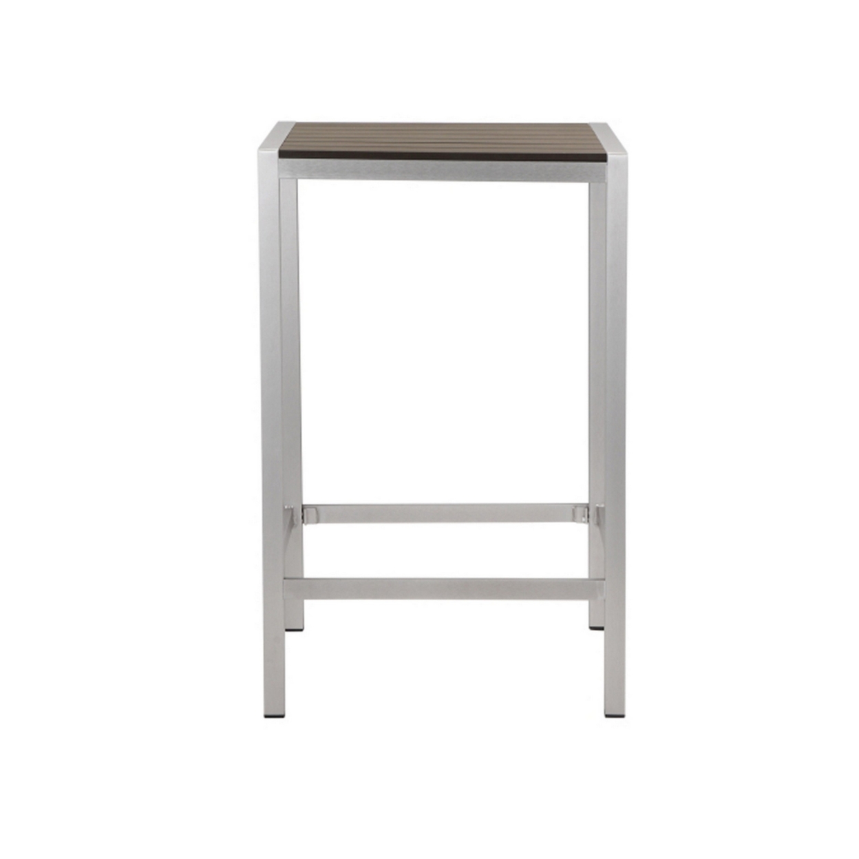 Kylo 43 Inch Outdoor Bar Table, White And Brown Aluminum Frame, Small- Saltoro Sherpi