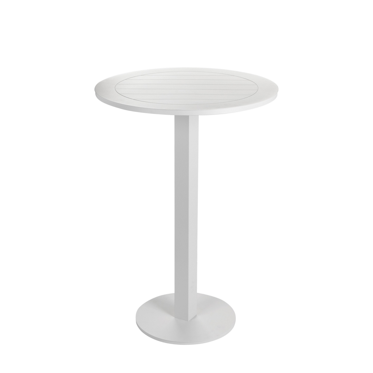 Keli 43 Inch Outdoor Bar Table, White Aluminum Frame, Foldable Design- Saltoro Sherpi