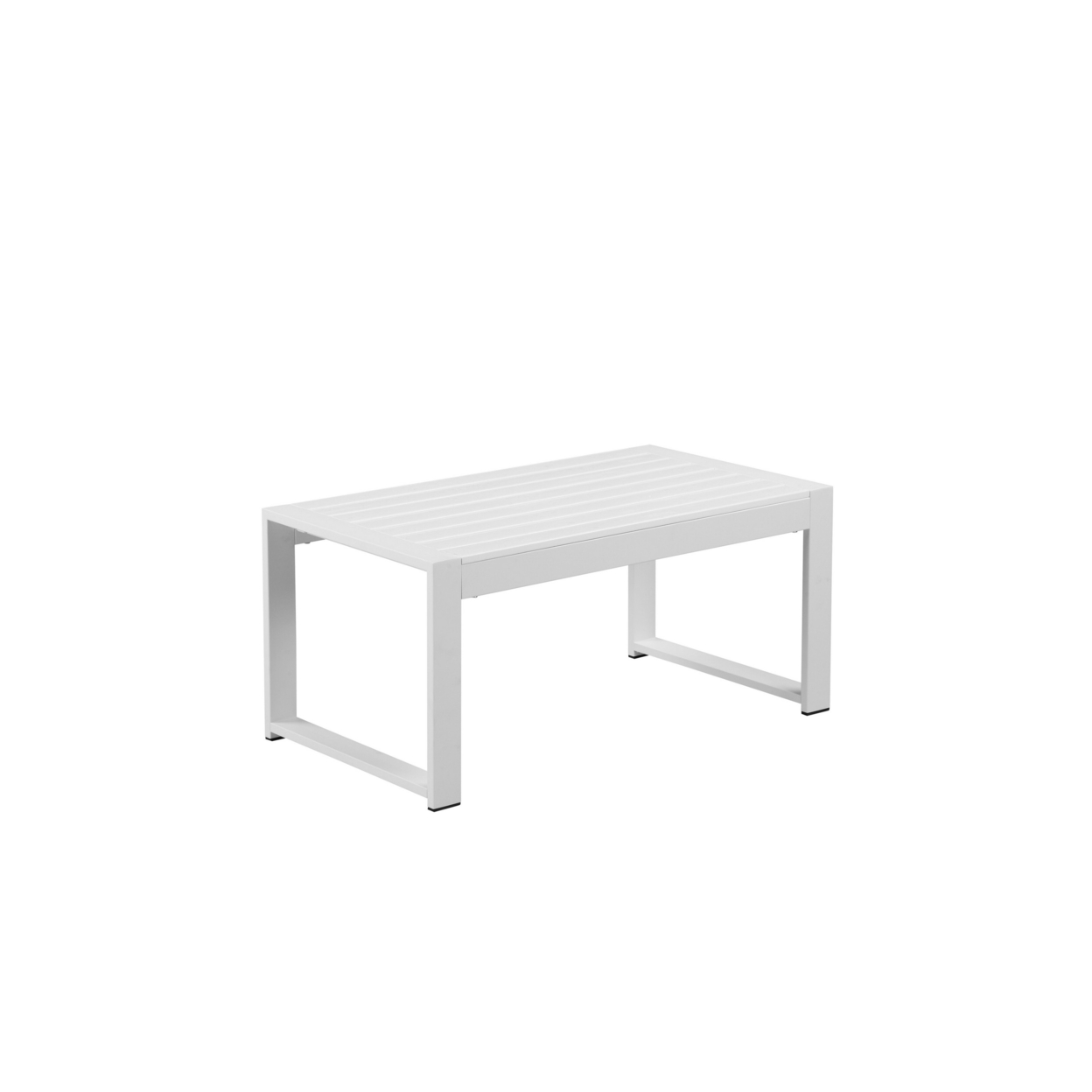Lark 35 Inch Outdoor Coffee Table, White Aluminum Frame, Polyresin Top- Saltoro Sherpi