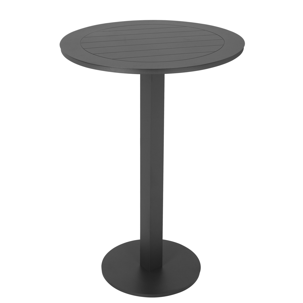 Keli 43 Inch Outdoor Bar Table, Smooth Gray Aluminum, Foldable Design- Saltoro Sherpi