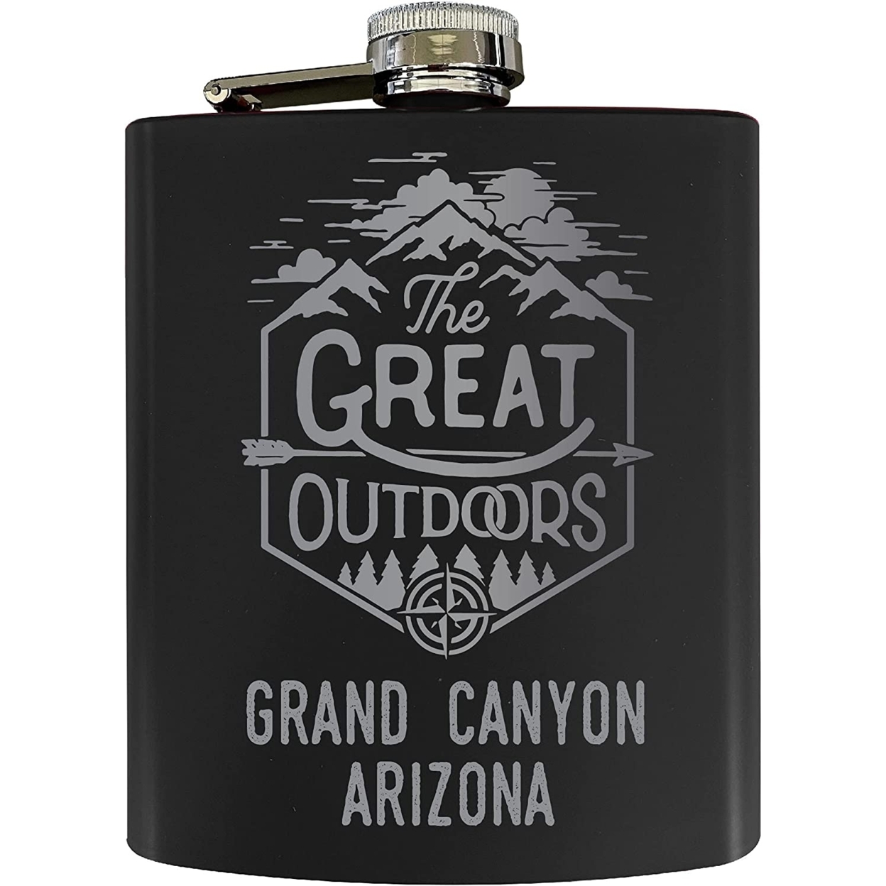 Grand Canyon Arizona Laser Engraved Explore The Outdoors Souvenir 7 Oz Stainless Steel Flask - Red