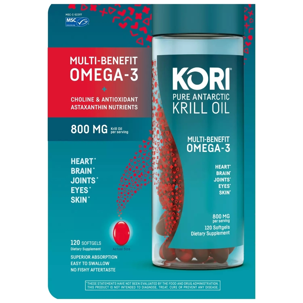 Kori Pure Antarctic Krill Oil Multi-Benefit Omega-3 800 Mg. (120 Count)