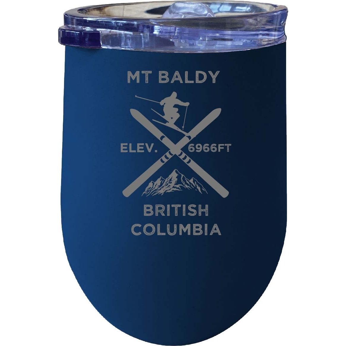 Mt Baldy British Columbia Ski Souvenir 12 Oz Laser Etched Insulated Wine Stainless Steel Tumbler - Navy