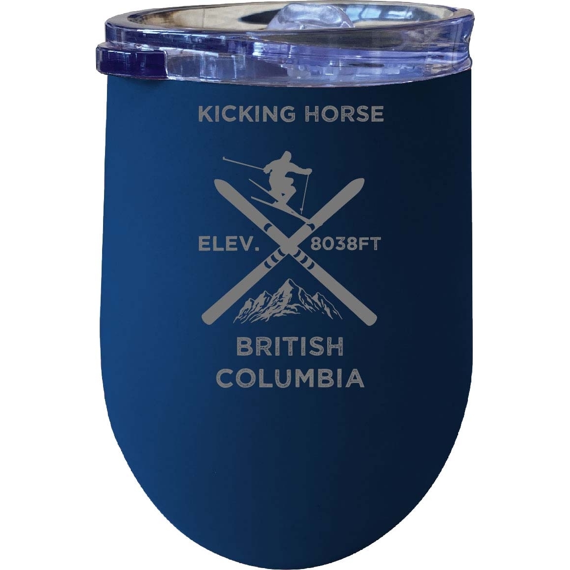 Kicking Horse British Columbia Ski Souvenir 12 Oz Laser Etched Insulated Wine Stainless Steel Tumbler - Rose Gold
