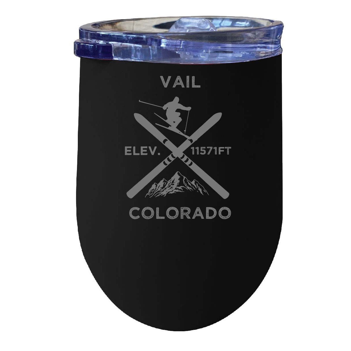 Vail Colorado Ski Souvenir 12 Oz Laser Etched Insulated Wine Stainless Steel Tumbler - Navy