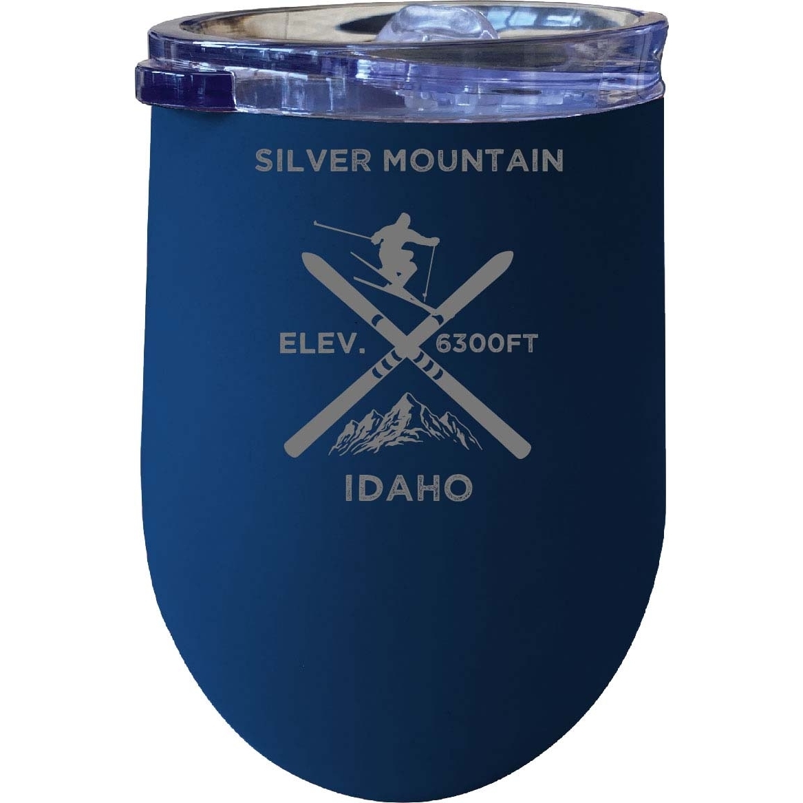 Silver Mountain Idaho Ski Souvenir 12 Oz Laser Etched Insulated Wine Stainless Steel Tumbler - White