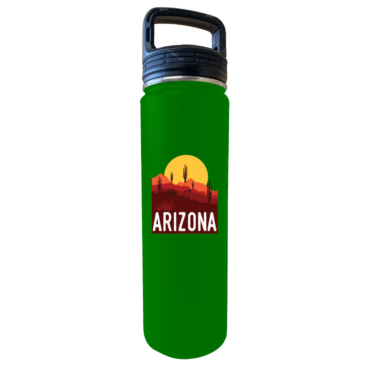 Arizona Souvenir Desert 32 Oz Engraved Insulated Double Wall Stainless Steel Water Bottle Tumbler - Green