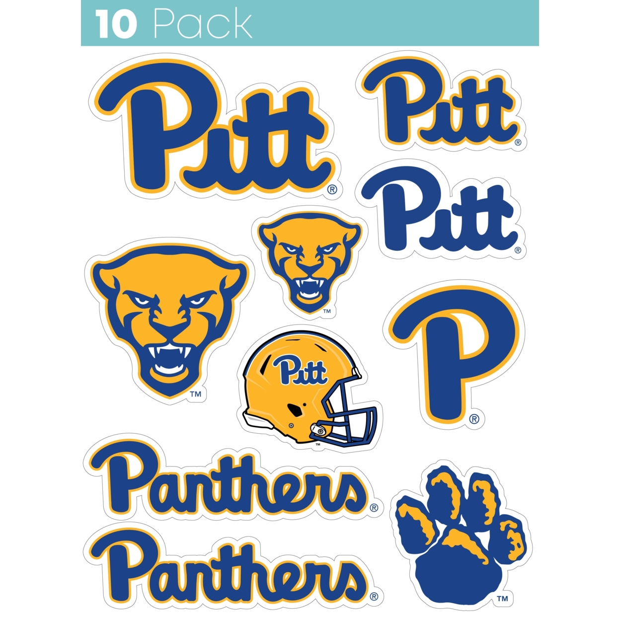 Pittsburgh Panthers 10 Pack Collegiate Vinyl Decal StickerÂ 