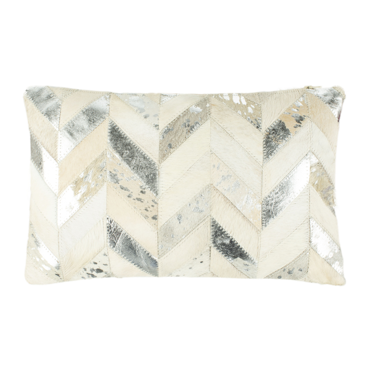 SAFAVIEH Metallic Herringbone Cowhide Pillow White / Gold PLS215A-1818