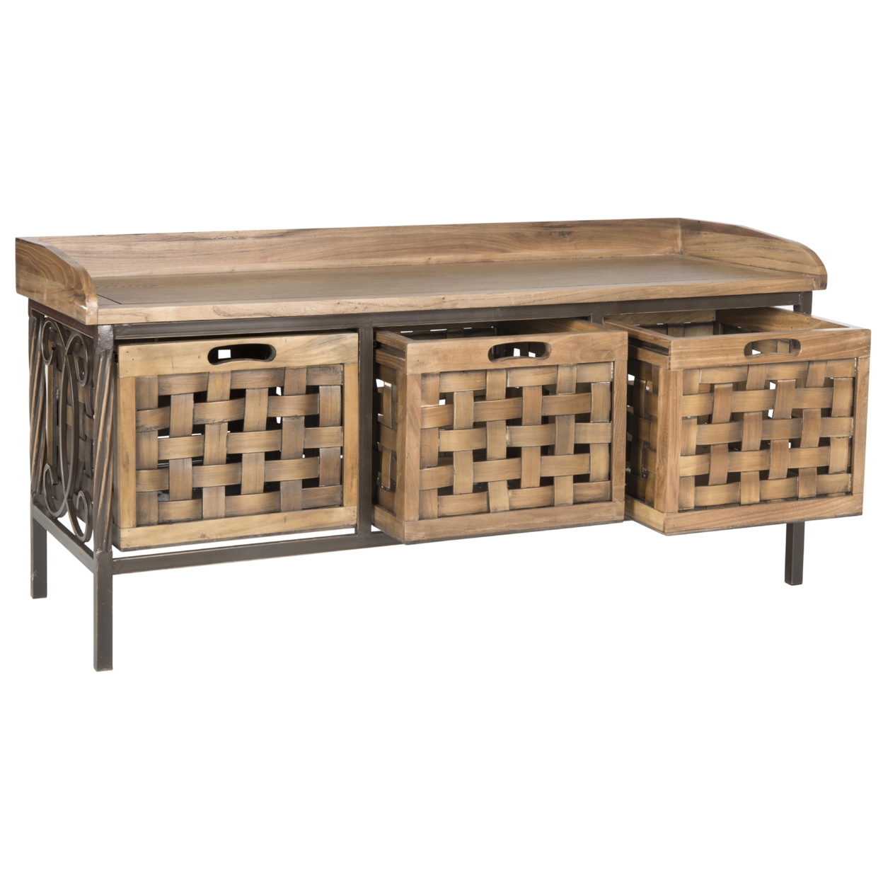 SAFAVIEH Isaac 3-Drawer Wooden Storage Bench Oak AMH6530E