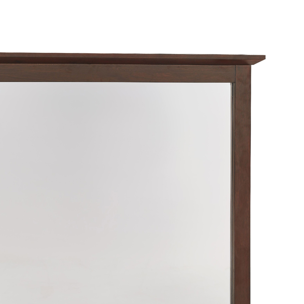 Neo Solid Mahogany Wood Dresser Mirror, Beveled Trim Top, Dark Brown- Saltoro Sherpi