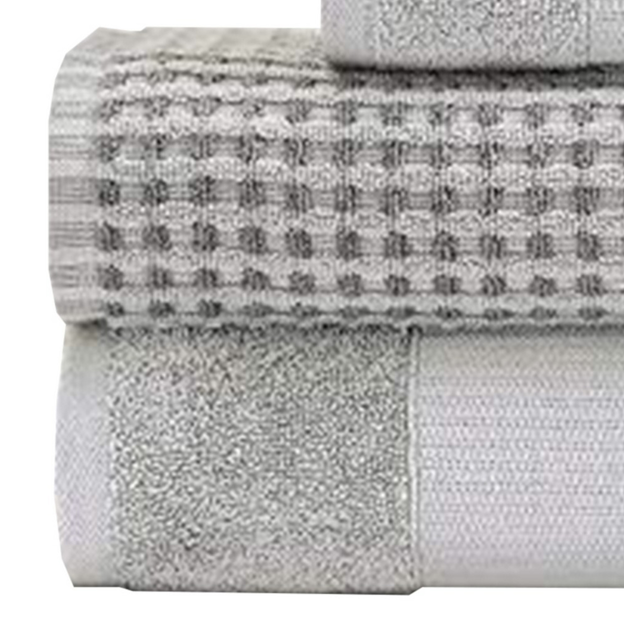 Porto 6 Piece Dual Tone Towel Set With Jacquard Pattern The Urban Port, Light Gray- Saltoro Sherpi